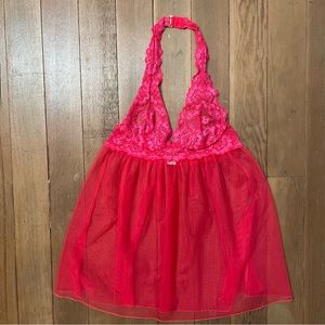 Victoria’s Secret babydoll nightie slip dress red pink XS